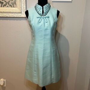Vintage late 1950’s early 1960’s shift dress with rhinestone and beaded collar